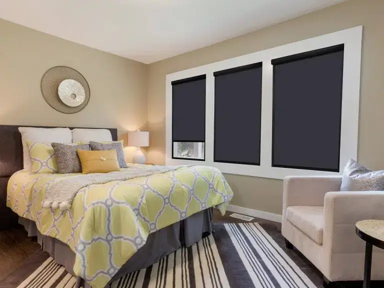 Norman Motorized Shade placed in the bedroom